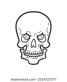 Human skull silhouette. Vector image Clip Art for Vinyl Cutting. Stencil of Halloween skull isolated on white background. 