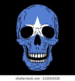 Human skull with Somali flag isolated on black background