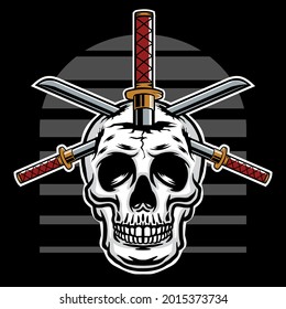 Calavera humana con plantilla de diseño de espada
