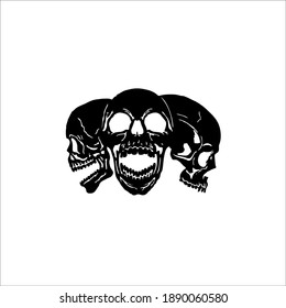 Human Skull Symbol. Tattoo Design. Vector Illustration.