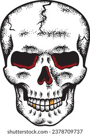 Human Skull Tattoo Design. Vector Illustration.