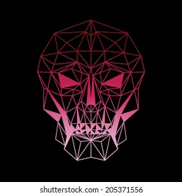 Human skull in a triangular style isolated on black background. Abstract vector 