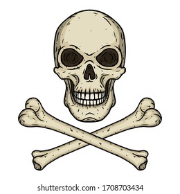 Human Skull Two Crossed Bones Isolated Stock Vector (Royalty Free ...