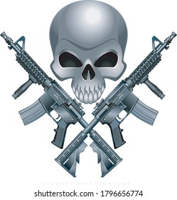 Human Skull Two Crossing Assault Rifle Stock Vector (Royalty Free ...