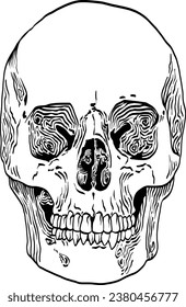 Human skull unique tattoo design colored