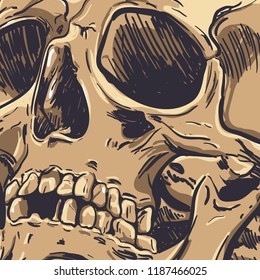 Human Skull Vector Art. Hand drawn illustration.