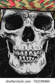 Human Skull Vector Art. Hand drawn illustration.