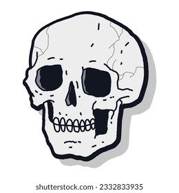 Human skull vector cartoon illustration isolated on a white background.