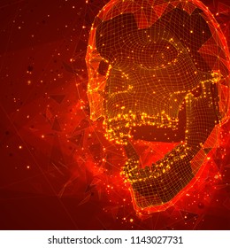 human skull. vector concept. triangulator, 3d volumetric. destruction and explosion