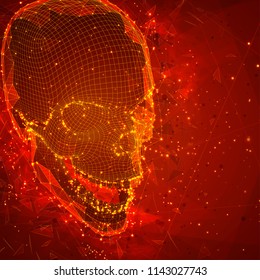 human skull. vector concept. triangulator, 3d volumetric. destruction and explosion
