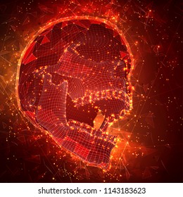 human skull. vector concept. triangulator, 3d volumetric. destruction and explosion