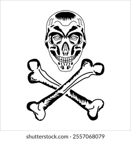 Human skull vector design illustration. Halloween symbol of death, skeleton head, day of the dead