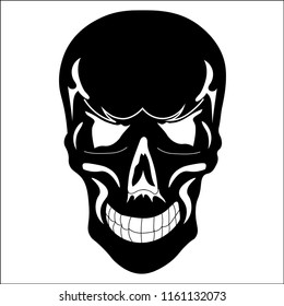 Human Skull vector Grinning on White 