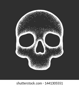 Human skull, vector illustration. Dot design, icon