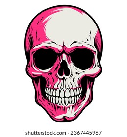 Human skull vector illustration. Halloween symbol of death, skeleton head, day of the dead.