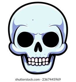 Human skull vector illustration. Halloween symbol of death, skeleton head, day of the dead.