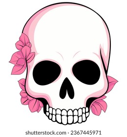 Human skull vector illustration. Halloween symbol of death, skeleton head, day of the dead.