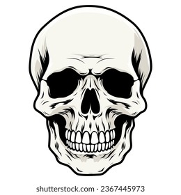 Human skull vector illustration. Halloween symbol of death, skeleton head, day of the dead.