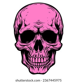 Human skull vector illustration. Halloween symbol of death, skeleton head, day of the dead.