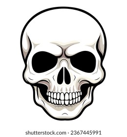 Human skull vector illustration. Halloween symbol of death, skeleton head, day of the dead.