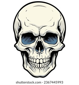 Human skull vector illustration. Halloween symbol of death, skeleton head, day of the dead.