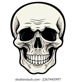 Human skull vector illustration. Halloween symbol of death, skeleton head, day of the dead.