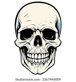 Human skull vector illustration. Halloween symbol of death, skeleton head, day of the dead.