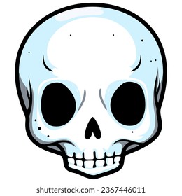 Human skull vector illustration. Halloween symbol of death, skeleton head, day of the dead.