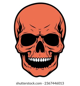 Human skull vector illustration. Halloween symbol of death, skeleton head, day of the dead.