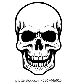 Human skull vector illustration. Halloween symbol of death, skeleton head, day of the dead.