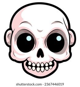 Human skull vector illustration. Halloween symbol of death, skeleton head, day of the dead.