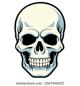 Human skull vector illustration. Halloween symbol of death, skeleton head, day of the dead.