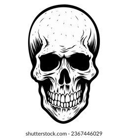 Human skull vector illustration. Halloween symbol of death, skeleton head, day of the dead.