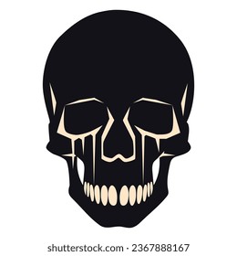 Human skull vector illustration. Halloween symbol of death, skeleton head, day of the dead.