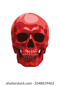 Human skull vector illustration. Halloween symbol of death, skeleton head, day of the dead.