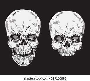 Human skull vector. Illustration on black background