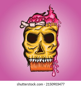 Human Skull Vector object illustration art for T-shirt design. It is a sweet vector for using t-shirts and others.