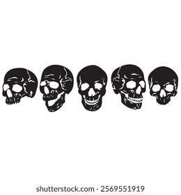 human skull vector silhouette illustration. Gothic Icon, Death Concept, Spooky Design, Flat Vector Illustration