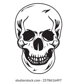 human skull vector silhouette illustration. Gothic Icon, Death Concept, Spooky Design, Flat Vector Illustration