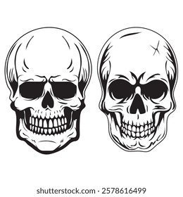 human skull vector silhouette illustration. Gothic Icon, Death Concept, Spooky Design, Flat Vector Illustration