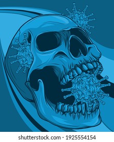 human skull with virus vector illustration design