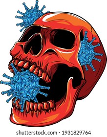 human skull with virus vector illustration design