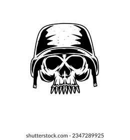 A human skull wearing a warrior helmet, very cool for tribal tattoo designs and t-shirt or sticker printing