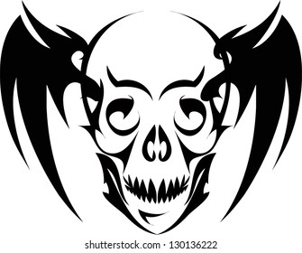 Human Skull Wings Tattoo Designvector Stock Vector (Royalty Free ...