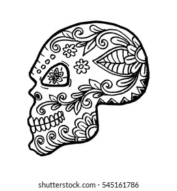 Human skull. Zentangle style.