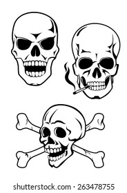 Human Skulls Evil Grin Crossed Bones Stock Vector (Royalty Free ...