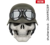 Human skulls with German Army helmet. Vector Illustration isolated on a white background