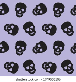 human skulls pattern on a purple background seamless dead skeleton vector
