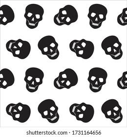 human skulls pattern on a white background seamless dead skeleton vector