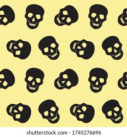 human skulls pattern on a yellow background seamless dead skeleton vector